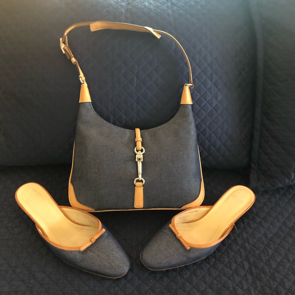 Vintage Coach Denim Purse with Leather Trim